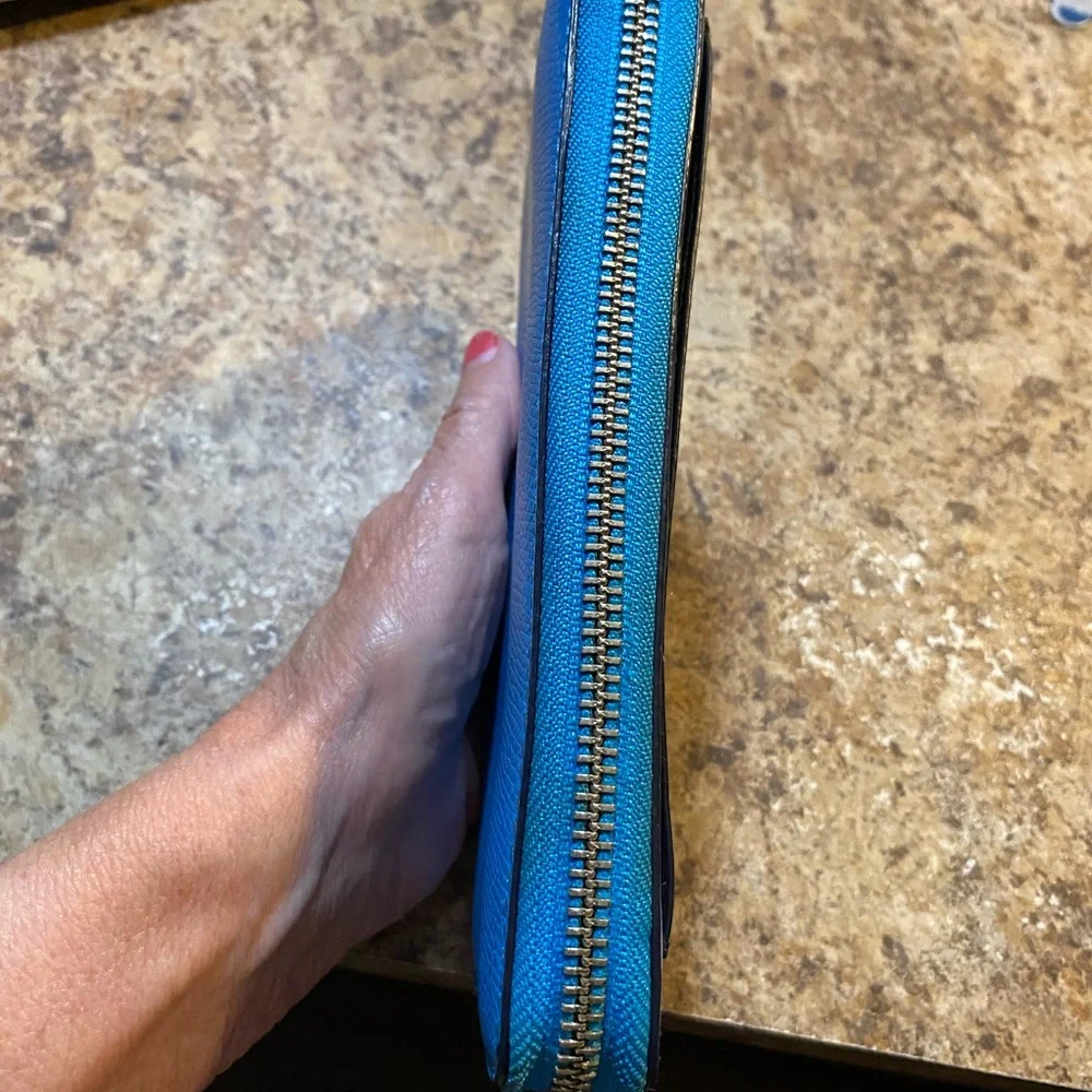 Coach Blue and Black Leather Wallet - Picture 3 of 5